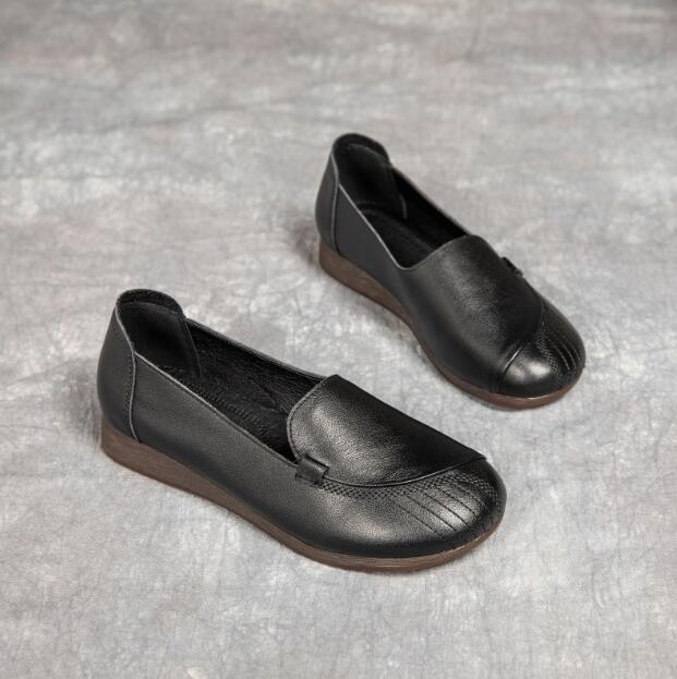

Fashion Spring New Flat Mom s Shoes Genuine Leather Casual Women s Shoes Cowhide Shallow Mouth Women s Single Shoes 41