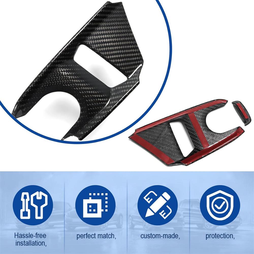 Black Center Control Button Cover REAL HARD Carbon Fiber For Corvette C8 20-2023