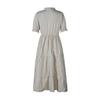 Women Summer Casual V Neck Striped Short Sleeve Button Dress Medium Long With Tassel