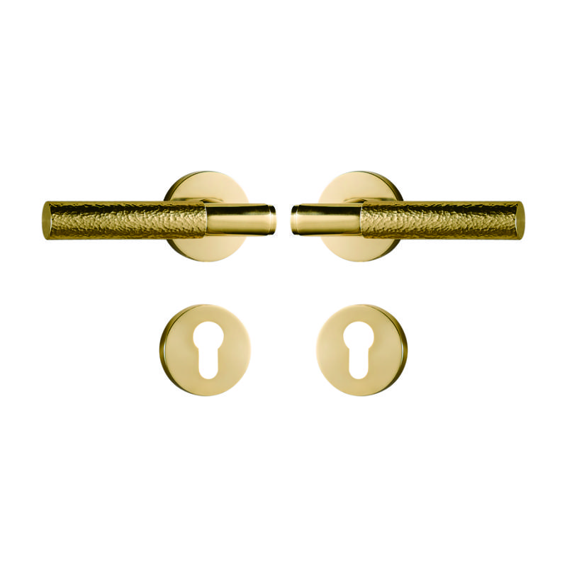

Dooroom Brass Door Lock Set Hammered Polished Brass Gold Yellow Bronze Interior Bedroom Bathroom Double Wood Door Lever