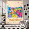 Wall Hanging Tapestry With Custom Name & Text, Mr. Men & Little Miss Decorative Tapestry For Bedroom