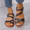 Color-blocked Velcro Women's Flat Sandals Anti-slip Beach Casual Shoes Low-heeled Sandals