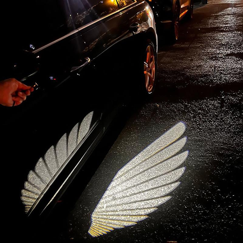 2Pcs Car Angel Wings Wireless Car Door Car Atmosphere Lighting Shadow Projector Lamp Led Decorative Light Cars Accessories