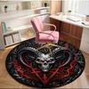 Devil's Horns And Symbols round carpet Chair cushion Round Entryway Rug, Soft Round Rugs for Living Room, Bedroom, Circle Carpet decor gifts