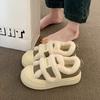 Beliebte Baumwollschuhe mit dicker Sohle und Klettverschluss Winter 2025 neu plüschverdickte flauschige Schuhe warme Muffin-Basisplattenschuhe Damen