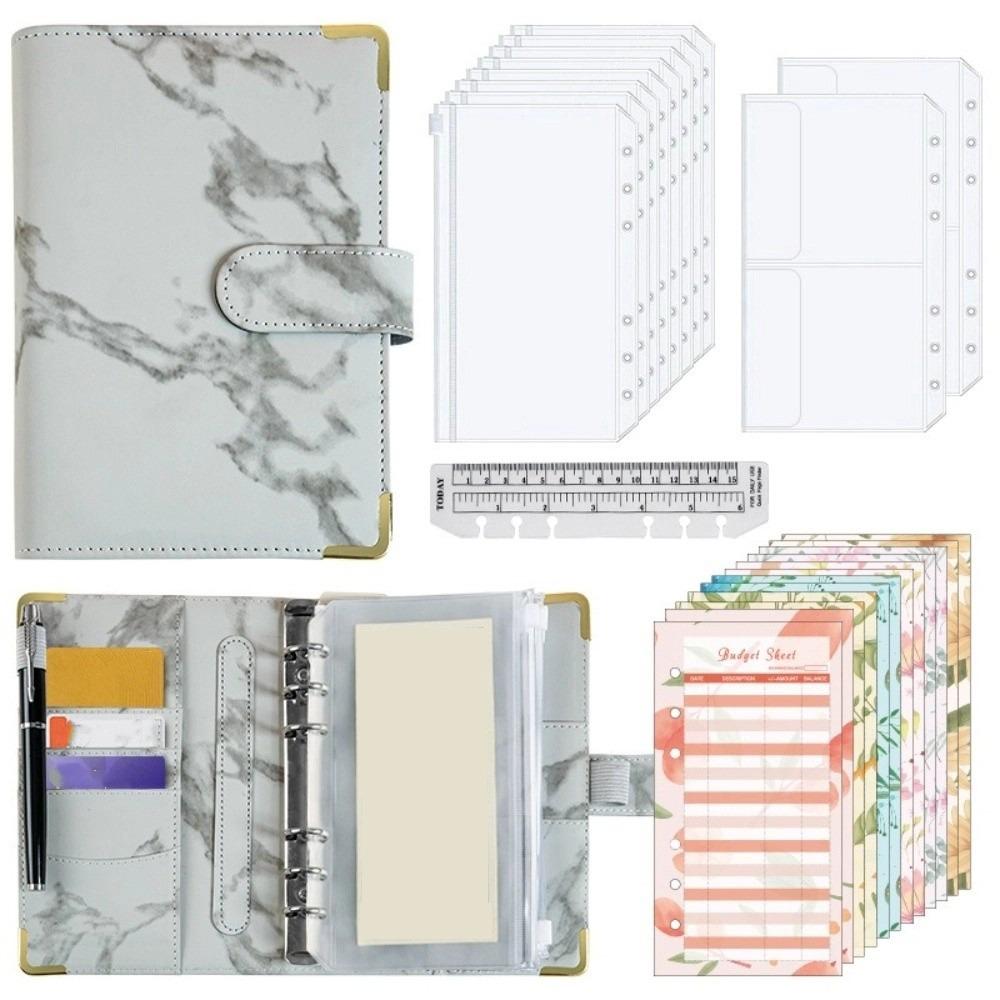 PU Savings Challenges Book Marbling Cash Budget Book Notebook Money Planner Home Use