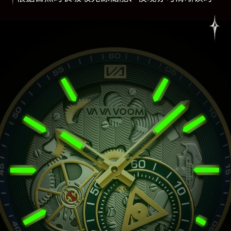 VA VA VOOM Fine Steel Belt Men's Watch Hollow Watch European and American Business Simple Quartz Waterproof Watch