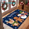 1pc, 2D Flat Printing, Winter Christmas Cartoon Snowman Reindeer Floor Mat for Entrance, Non-Slip And Machine Washable Polyester Carpet, Suitable for