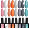 PHOENIXY Gel Nail Polish Set 8PCS Colorful Hybrid Gel Polish Kit for Manicure Soak Off Need Base and Top LED Lamp Nail Art