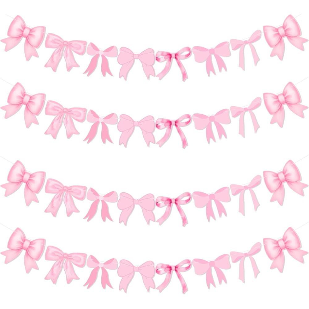 

5 шт. Гирлянда из розовых бантов, Баннер из розовых бантов, Украшения для вечеринки с бантами, Украшения на день рождения с бантами, Декор для вечеринки с бантами, Баннер из розовых бантов 5pcs