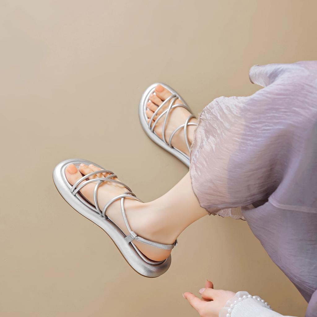 Platform sandals female 2025 summer new fairy style casual soft-soled beach shoes with skirt flat Roman sandals