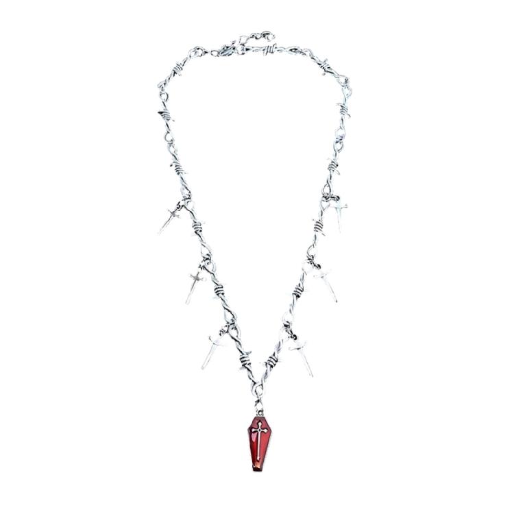 Fashionable Gothic Inspired Crucifix Pendant Necklace with Alloy Chain Vintage Jewelry Accessory Unisex Accessories 1