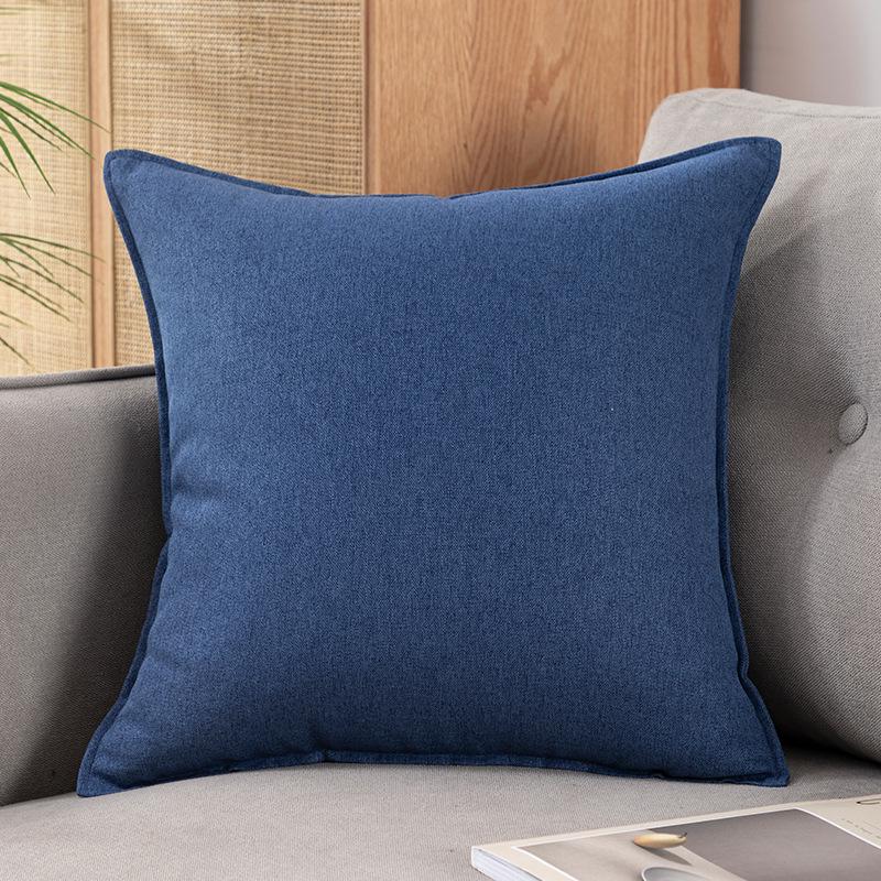Chinese Style Fine Linen Sofa Back Cushion – Solid Wood Living Room Decor Pillow, Imitation Cotton Linen, High-End Bed Backrest.