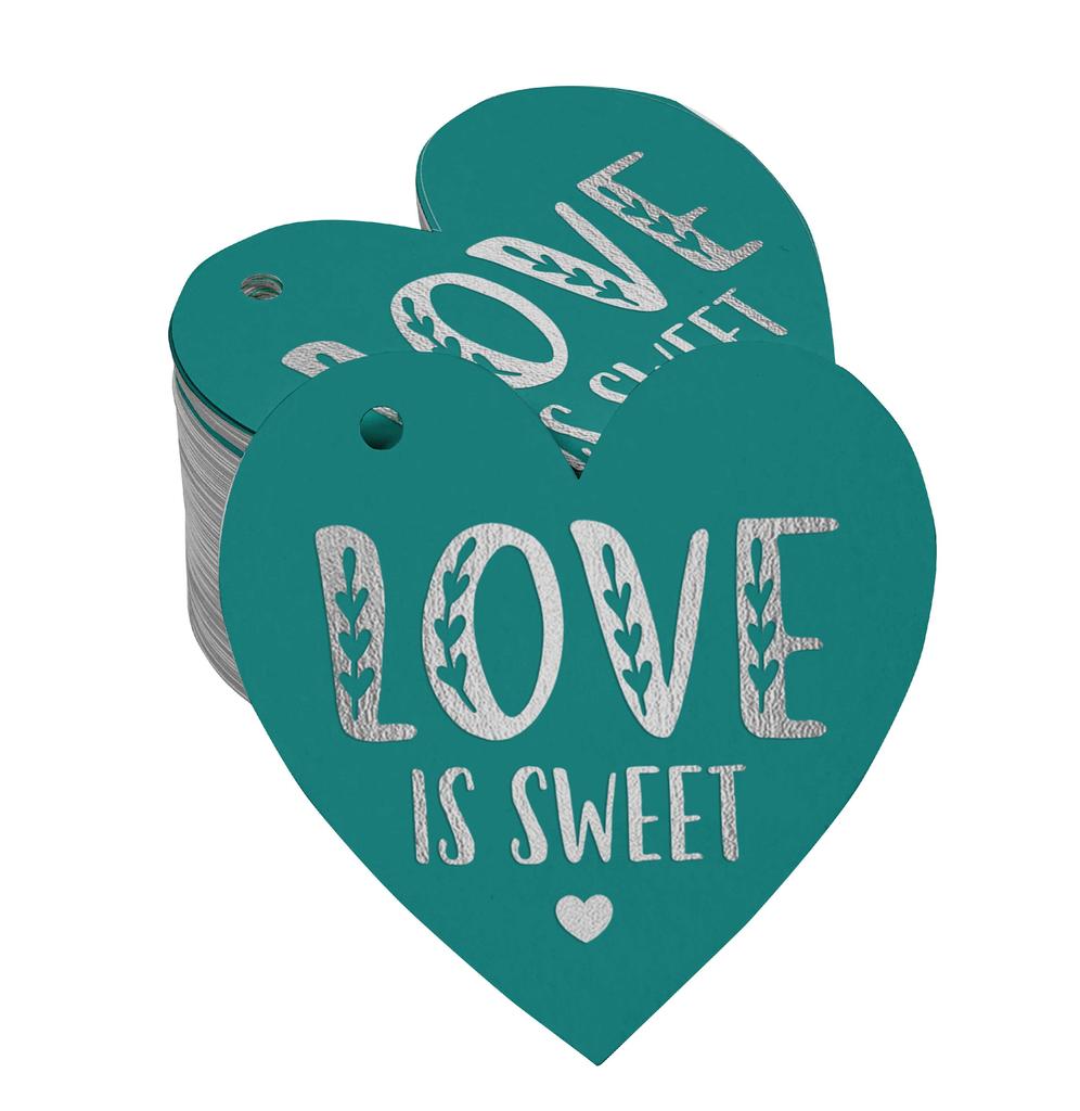 Inkdotpot 100 Pack Real Silver Foil Paper Tag Love Is Sweet Wedding Favor Hang