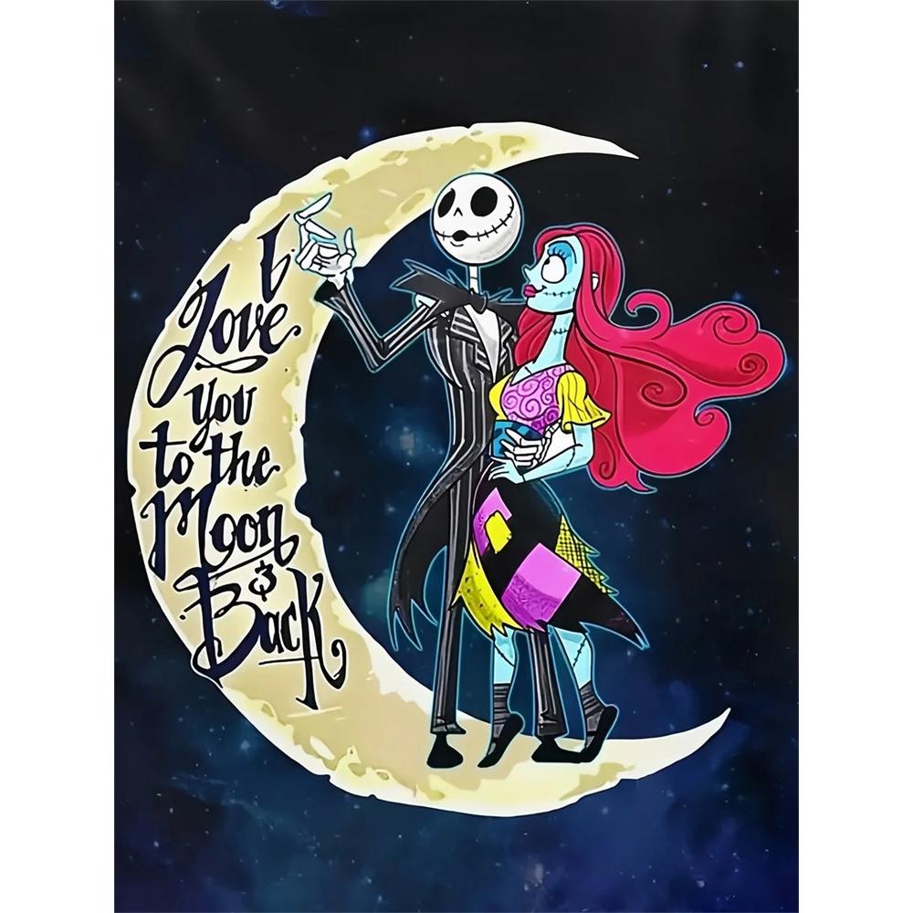 

Disney Diamond Painting 5D Jack and Sally Romantic Illustration Cartoon Movie Cross Stitch Embroidery Handmade Gift Home Decor Round 20x30cm