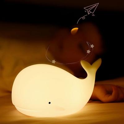 LED Night Light Pat The Silicone Light Cute Whale Animals Lamp Home Bedroom Bedside USB Charging Lights Decor for Birthday Gift
