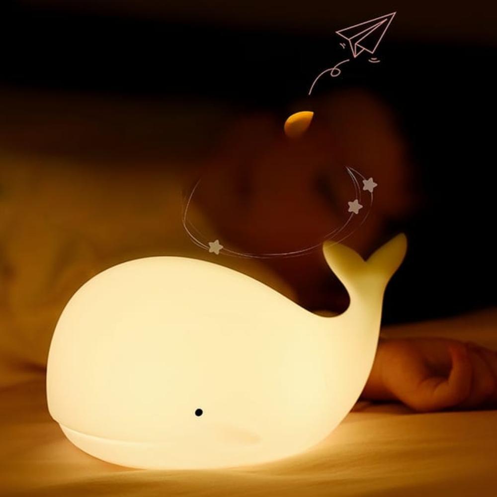 

LED Night Light Pat The Silicone Light Cute Whale Animals Lamp Home Bedroom Bedside USB Charging Lights Decor for Birthday Gift білий