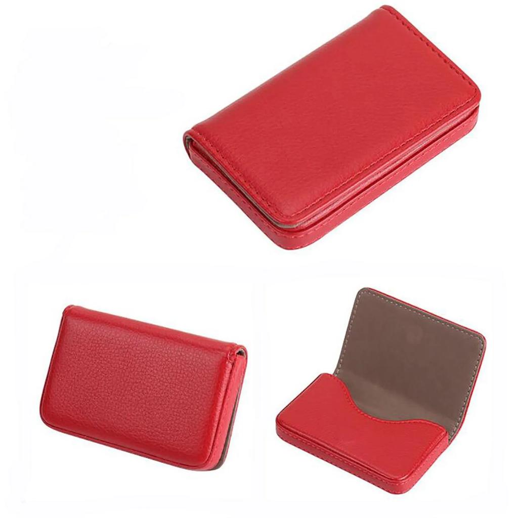 1pc PU Leather Business Card Holder With Magnetic Buckle Slim Pocket Name Card Holder Large Capacity Portable Credit Card Case