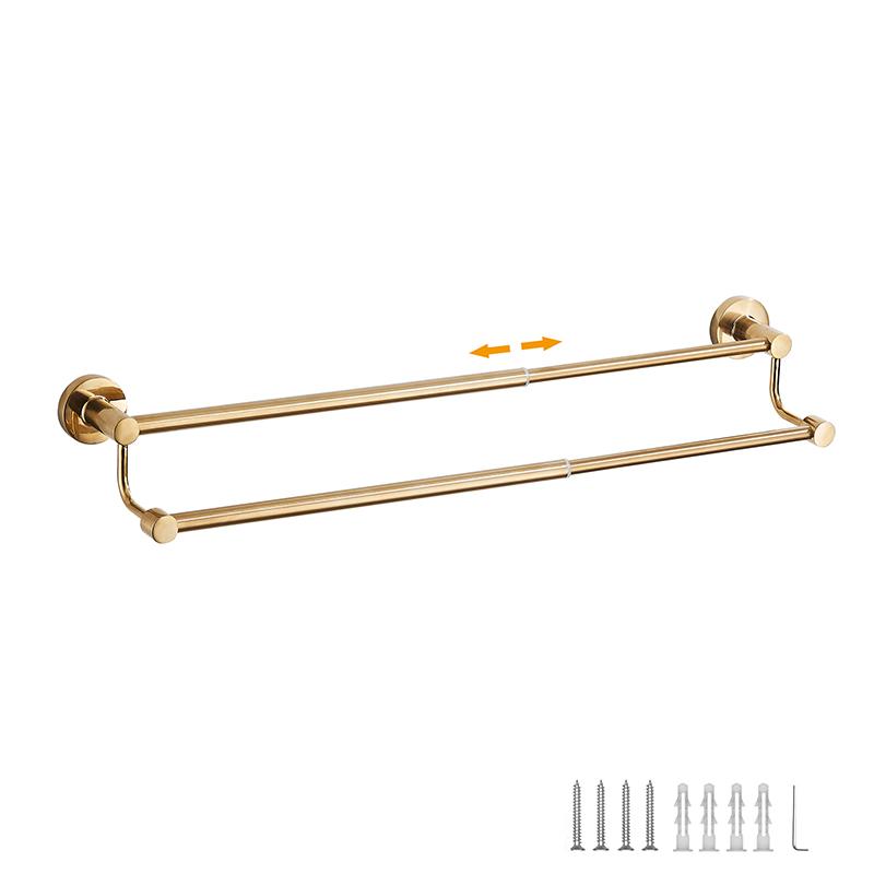 Bathroom Retractable Towel Double Bar Black, Chrome Towel Rack Extended Drying Towel Hanging Bar Gold, Nickel EL81024D