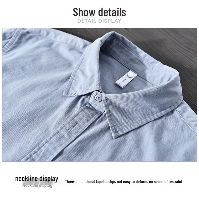 ROMON Men's 100% Cotton Long-Sleeve Casual Shirt