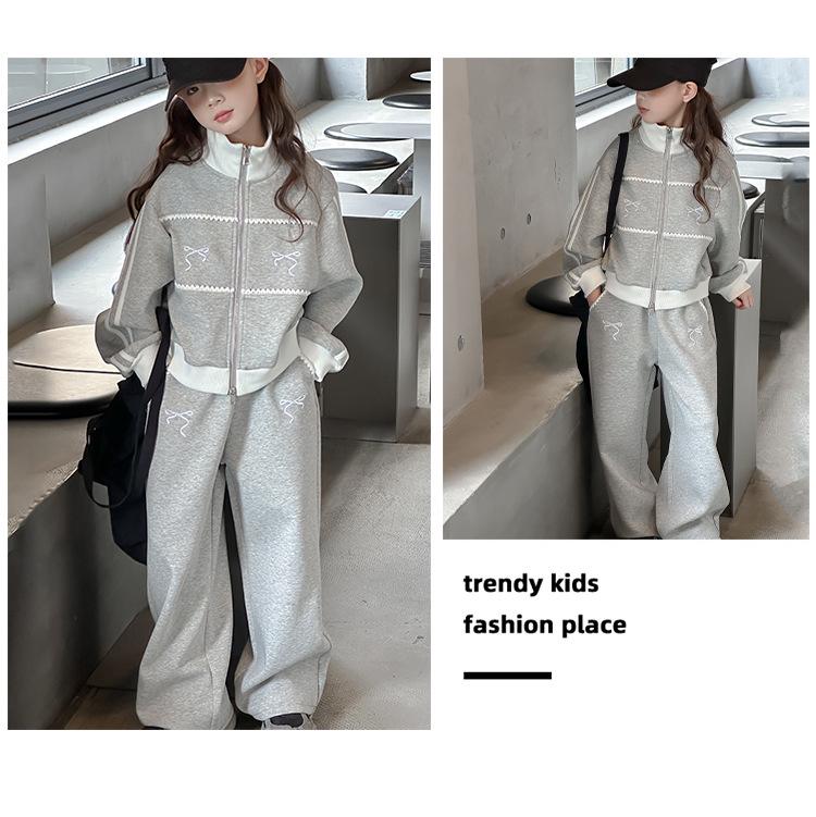 2025 Girls' Fashionable Spring & Autumn Tracksuit: Stylish Jacket for Big Kids