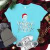 Christmas Skeleton Shirt Funny Lights Skull TShirts for Unisex Unisex Classic Street Style Tops Tees Xmas Santa Hat Skull Clothes