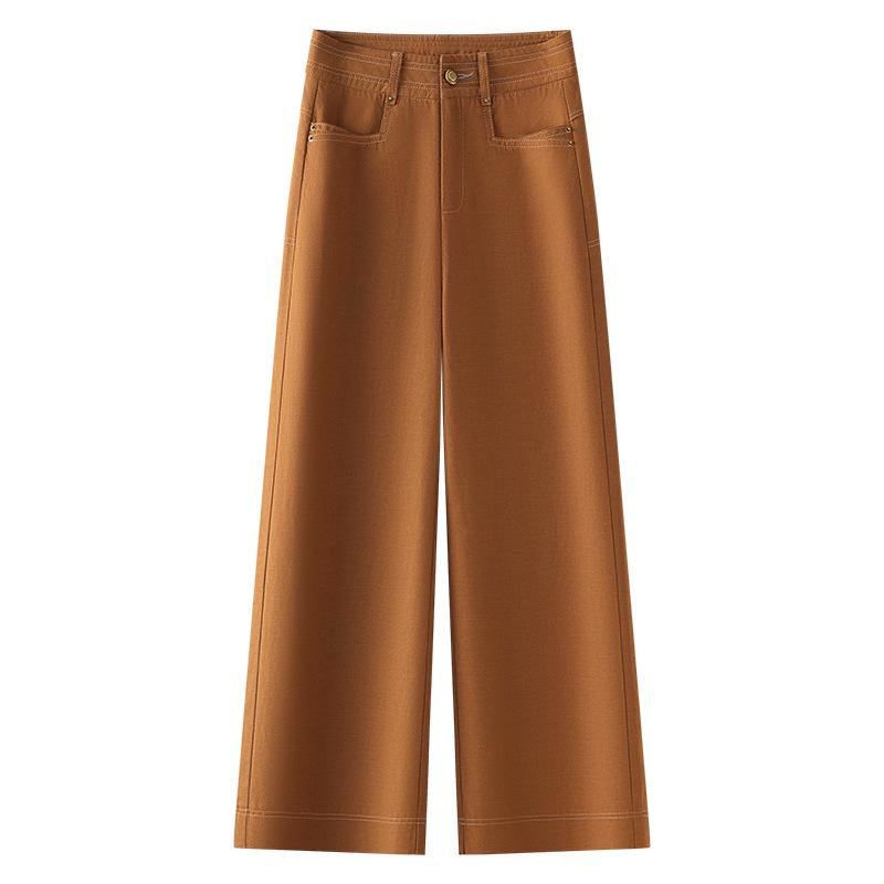 Women's 2025 White High-Waisted Retro Straight-Leg Jeans - Spring/Autumn Pear-Shaped Cropped Wide-Leg Pants