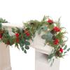 Festive Decoration with Simulated Green Plants, Pine Needles, Christmas Ornaments, Wreaths, Indoor Decoration with Simulated Rattan