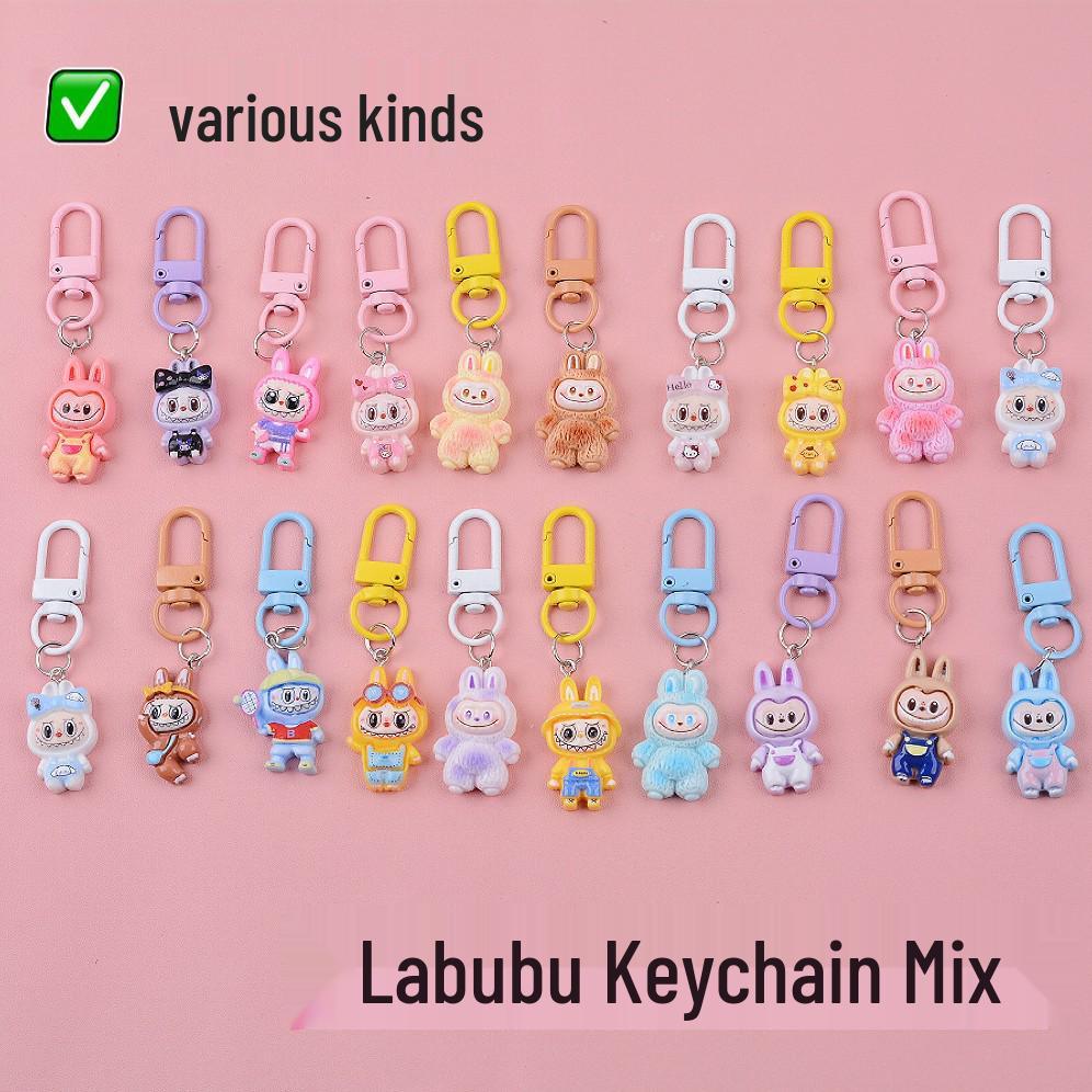 Labubu Keychain Blind Bag: Mini DIY Resin Accessories, Creative Gift, Schoolbag Pendant