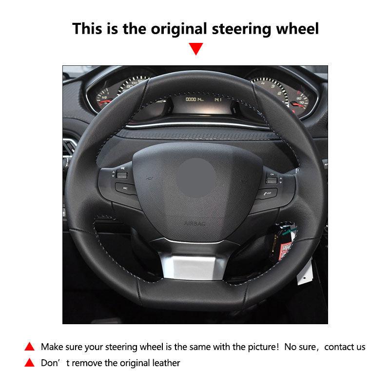 Hand-sewing Perforated Microfiber Leather Car Interior Steering Wheel Cover For Peugeot 308 2014 2015 2016 2017 2018