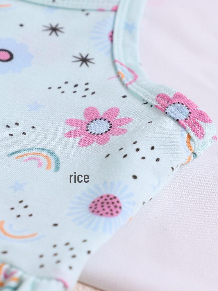 Summer European-American Girls' Cartoon Strappy Princess Dress - Round Neck