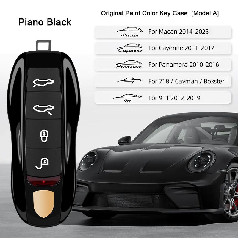 Car Key Paint Case Bordeaux Red Shell Replacement for Porsche Cayenne Mancan Panamera 911 718 Boxster Cayman Taycan 2010-2024