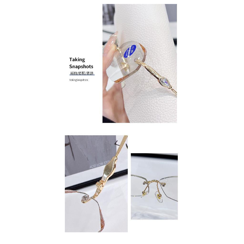 Elderly-friendly Lightweight Glasses, Stylish for Commuting, Ultra-light Frameless Diamond-cut Anti-blue Light Presbyopic Metal Glasses