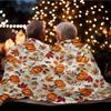 1pc Plush Flannel Blanket: Pumpkin Leaf Print (Autumn Colors), Soft Lightweight - Farmhouse Fall/Halloween/Thanksgiving Decor