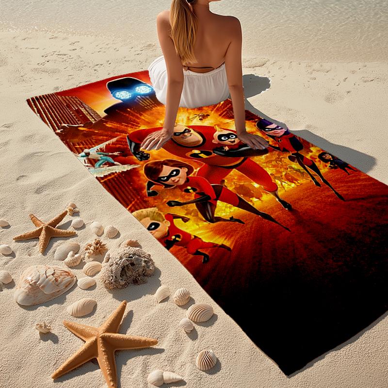 Ultra-Soft Beach Towel with The Incredibles Theme,Ideal for Pool - Camping, Diving - Perfect Travel Essential, Vibrant Beach Towel.