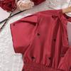 European And American Girls' Summer New Stylish Petal Sleeve Heart-Shaped Dress For Older Children