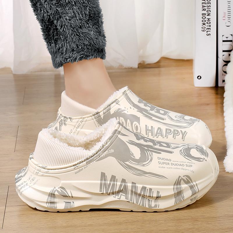 Fashion Men Slippers Winter Shoes New 2025 Keep Warm Plush EVA Waterproof Non-slip Indoor Outdoor Walking Casual Shoes Unisex Men Women