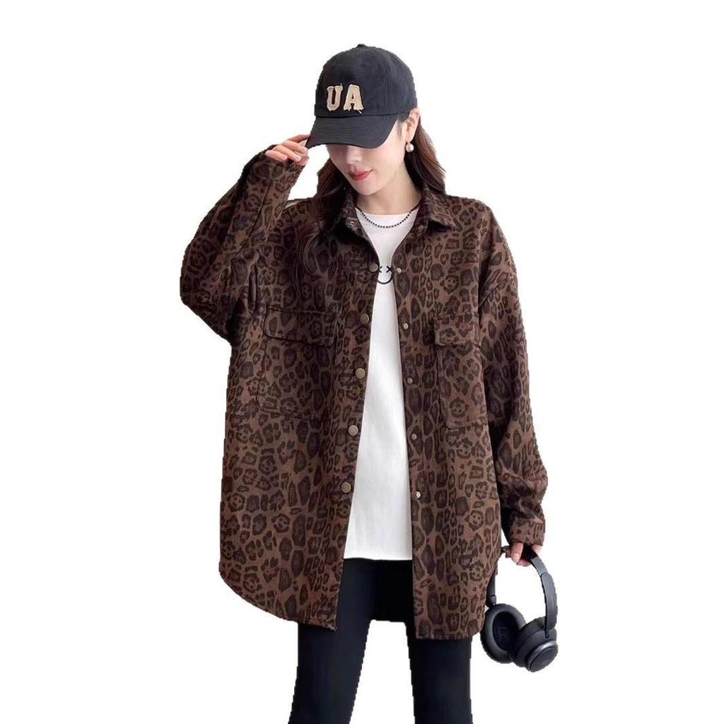 Women's 2025 Spring Leopard Print Shirt - Stylish, Loose-Fit, Slimming, Versatile Casual Plus Size Top