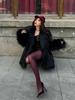 2025 Eco-Friendly Faux Fur Fox Coat for Women - Black, Autumn/Winter