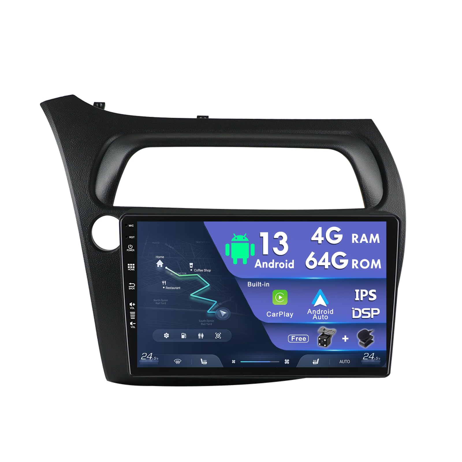 

MISONDA IPS Android Автомагнитола Стерео для Honda Civic Хэтчбек с GPS Навигацией Головное устройство Mirror Link Бесплатная Камера Микрофон 9-дюймовый 4G+64G 2006-2011