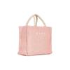 Marni Retro Woven Design Brand Letter Print Cotton Polyester Blend Tote Bag Women Bags Light-Pink SHMP0077U0P386000C09