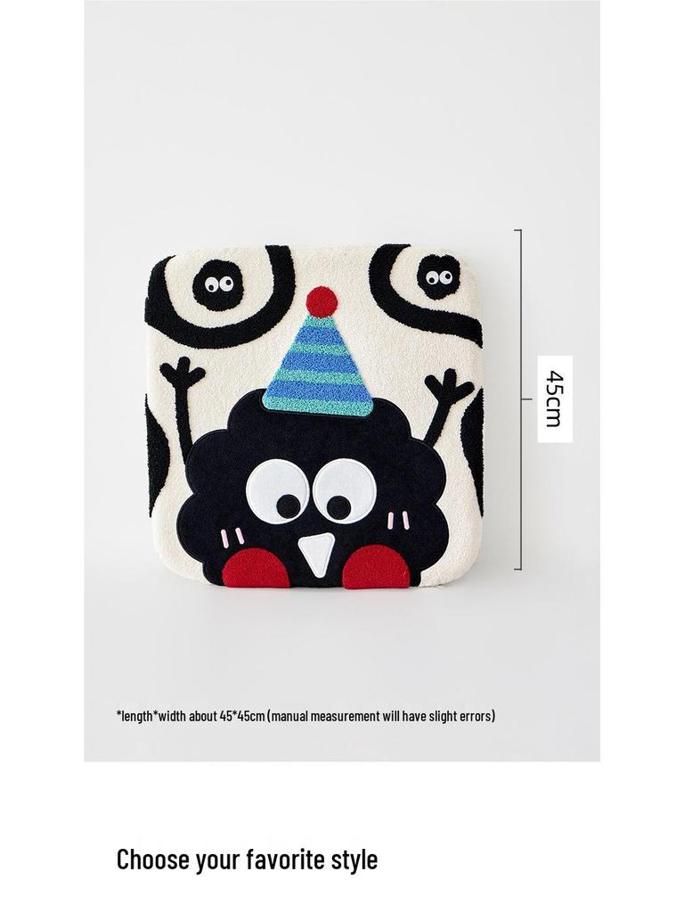 Plush Memory Foam Cartoon Chair Cushion for Office & Dining - Thickened Student Seat for Autumn & Winter.