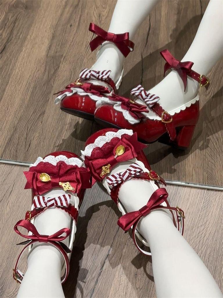Enchanting Lolita Mary Jane Shoes - Round Toe with Bow for Women