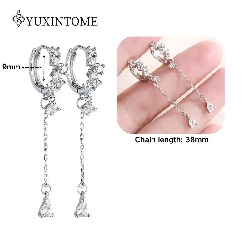925 Silver Ear Needle Crystal White Zircon Silver Series Tassel Drop Earrings Luxury Fashion Party Jewelry Accessories