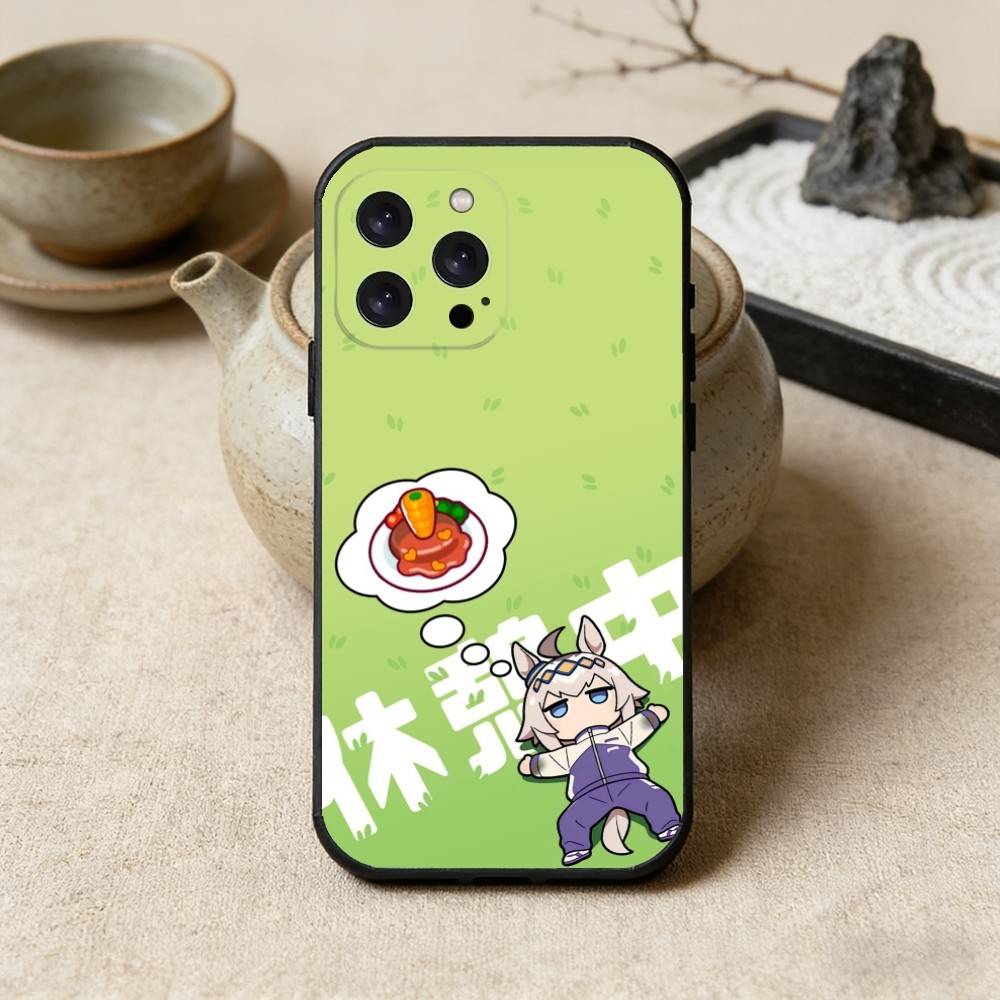 

U-Uma M-Musume O-Oguri C-Cap Phone Case For iPhone 17 16 15 14 13 12 Max Plus Silicone Black Cover iPhone16plus