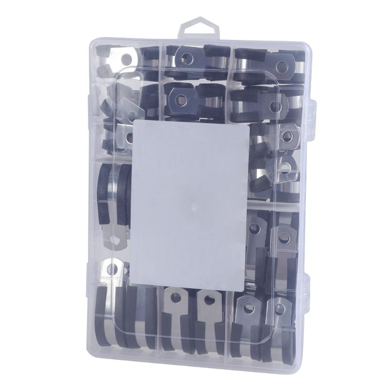 

176 шт. Набор кабельных зажимов, резиновые изолированные стальные зажимы, зажимы для обустройства дома с ящиком для хранения для различных применений чёрный