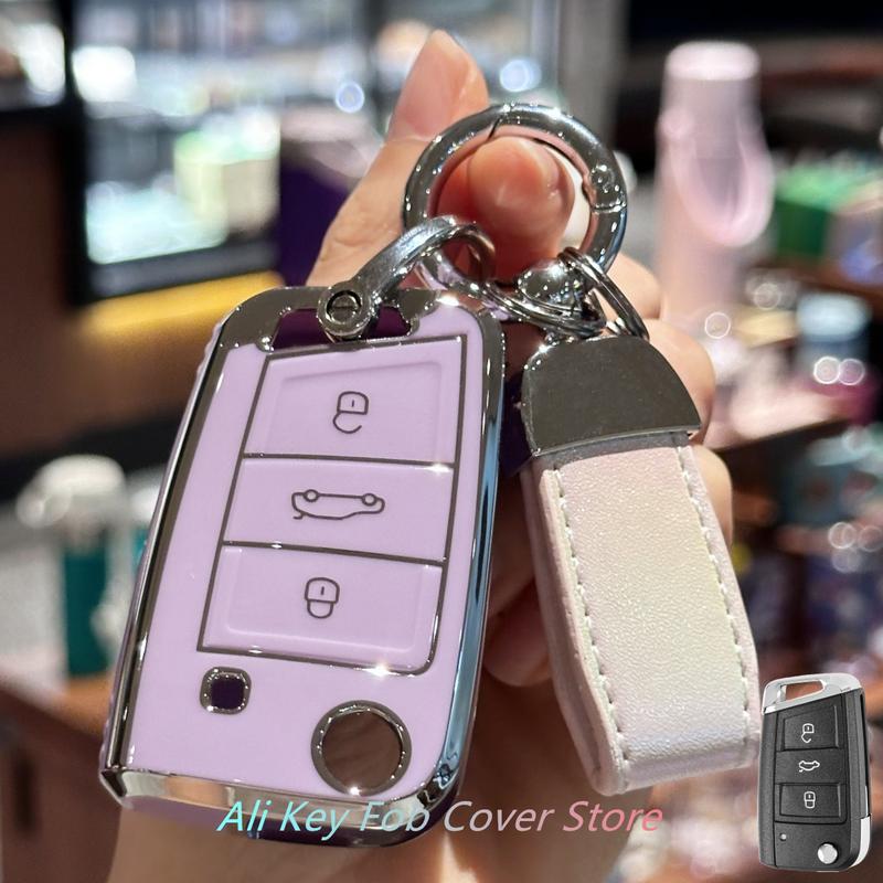 Car Key Case Cover Keychain For VW Golf 7 Tiguan SEAT Ateca Leon Ibiza Skoda Octavia Fob Shell Accessories