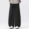 Summer New European Scimitar Splicing Loose Black Straight Wide-leg Casual Pants Men's Very Light Pants