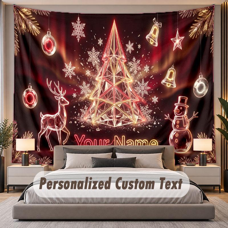 Natal (162) Tema Tapeçaria Personalizada Nome Personalizado Texto Pendurado na Parede Tapeçaria Decoração de Fundo para Casa