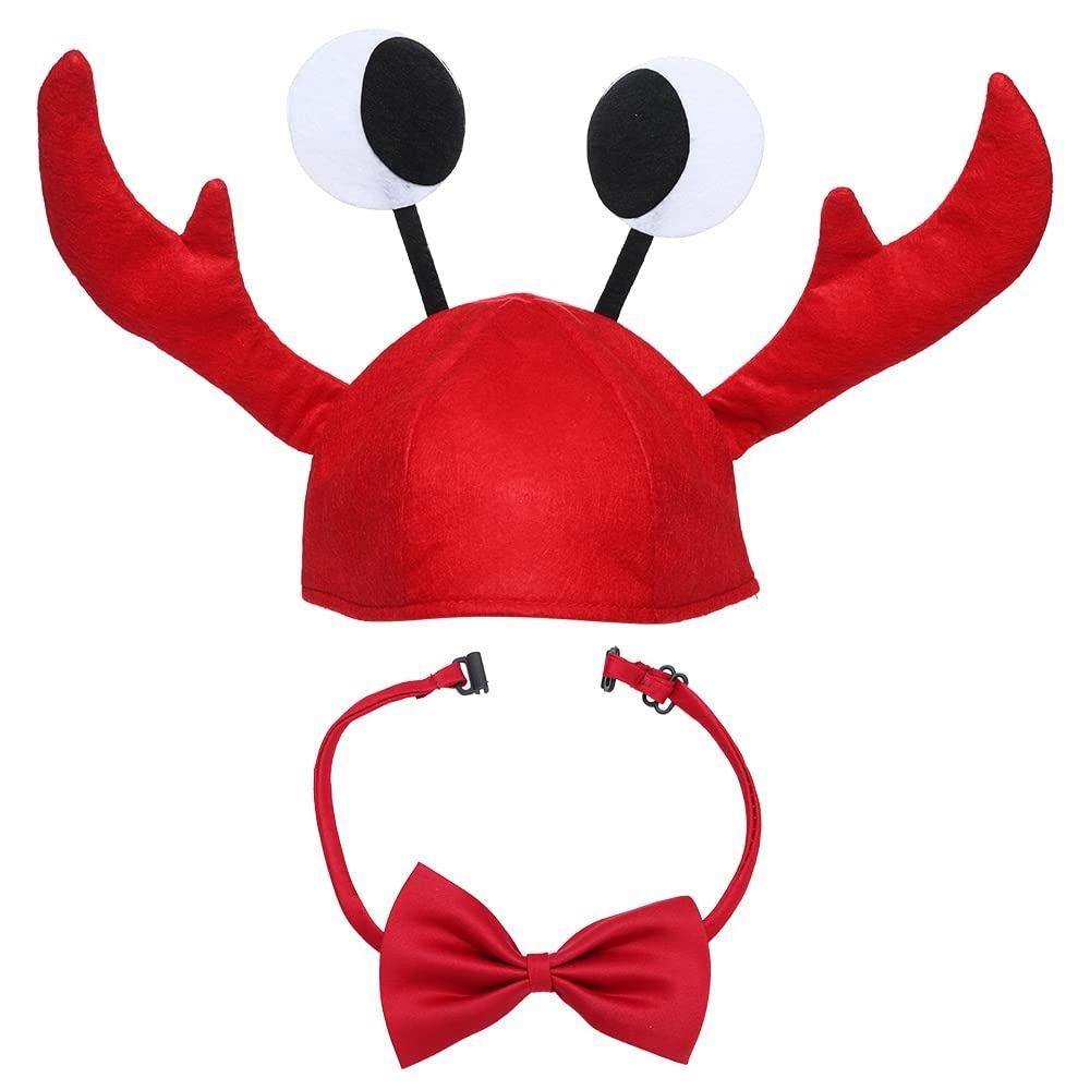 1 Set Rode Wijn Strik Kreeft Krab Hoed Verstelbaar Ontwerp Verkleedkostuum Chique Hoeden Grappig Dier Krab Kostuum Set